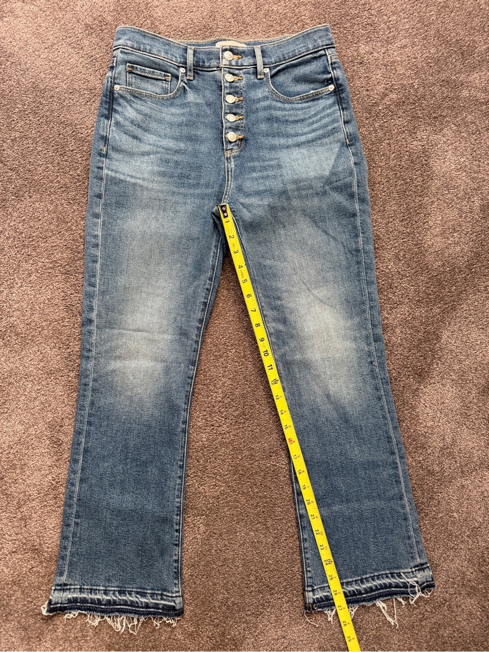 High-Rise Button-Fly Loft Kick Crop Jeans